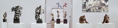 Figurative sculpture in contemporary art gallery