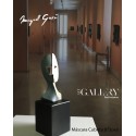 Sculpture Cubist Face Mask in green rusty bronze