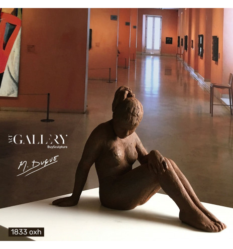 Sculpture act of naked woman in rusty bronze