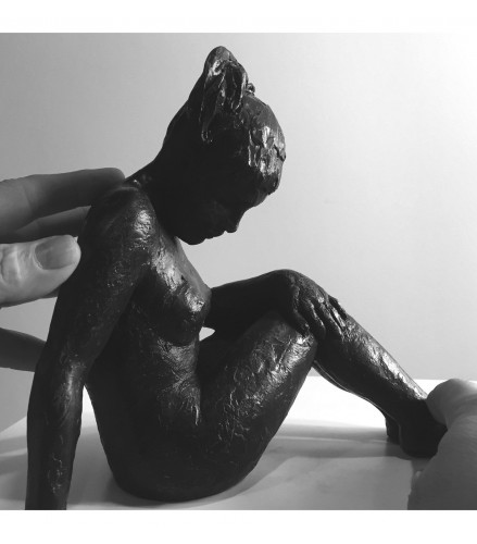 Sculpture act of naked woman in rusty bronze