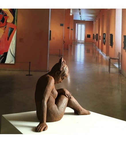 Sculpture act of naked woman in rusty bronze