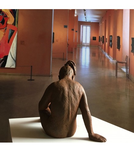 Sculpture act of naked woman in rusty bronze