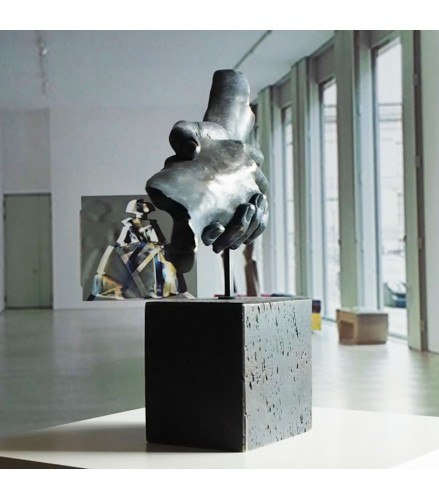Sculpture Friendship in blue bronze