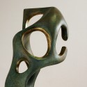 Sculpture Rodin's thinker spaces in green rusty bronze
