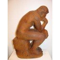 Sculpture The Big Thinker in rusty bronze