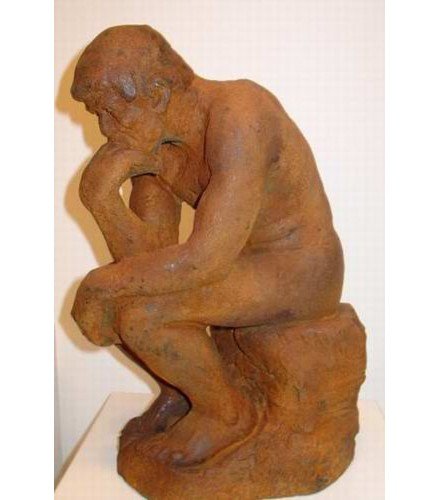 Sculpture The Big Thinker in rusty bronze