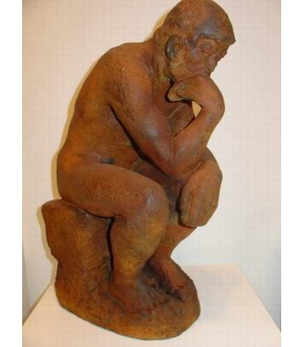 Sculpture The Big Thinker in rusty bronze