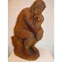 Sculpture The Big Thinker in rusty bronze