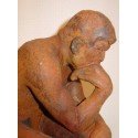 Sculpture The Big Thinker in rusty bronze