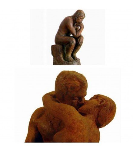 Sculpture The Big Thinker in rusty bronze