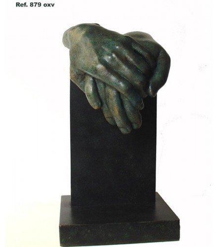Sculpture Do you feel the same in green rusty bronze