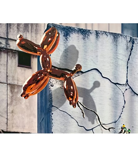Girl Wall Balloon Dog Escaping