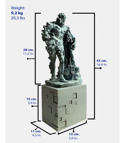 Hercules of Farnese Pixelated green oxide patina