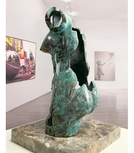 Torso in cast bronze green oxide patina