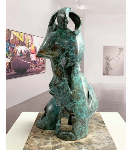 Torso in cast bronze green oxide patina