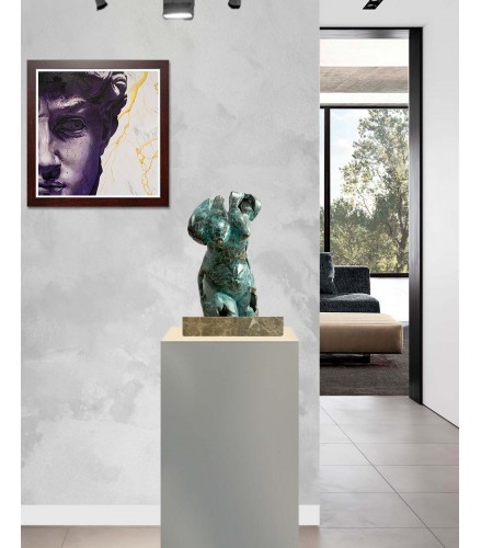 Torso in cast bronze green oxide patina